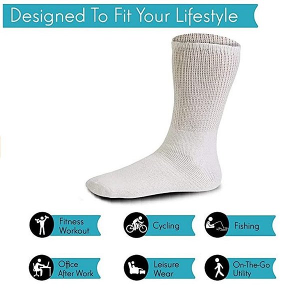 Mens Diabetic Socks Loose Fit Crew Length 6 Pair - Picture 4 of 4